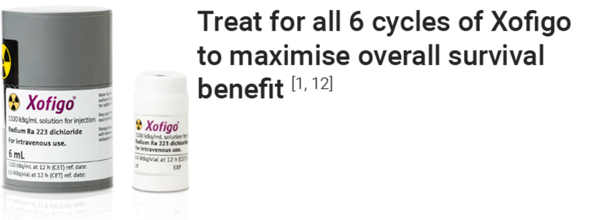 Treat for all 6 cycles of Xofigo to maximise overall survival benefit